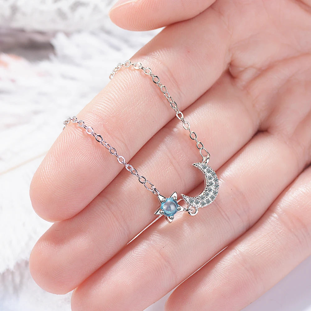 Hot Star Moon Style Women Bracelet Charm 925 Sterling Silver Bangle New Fashion Armband Accessory Ts Bride Wedding