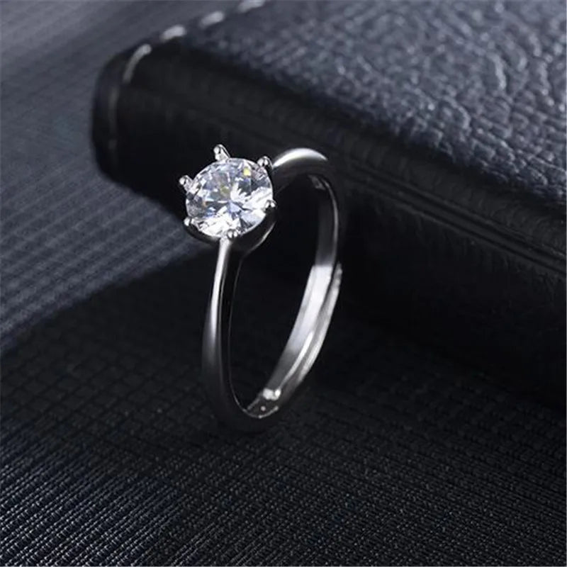 2019 925 Sterling Silver Ring 3ct Clear Six Claw Cubic Zirconia Fashion Wedding Engagement Classic Jewelry For Women