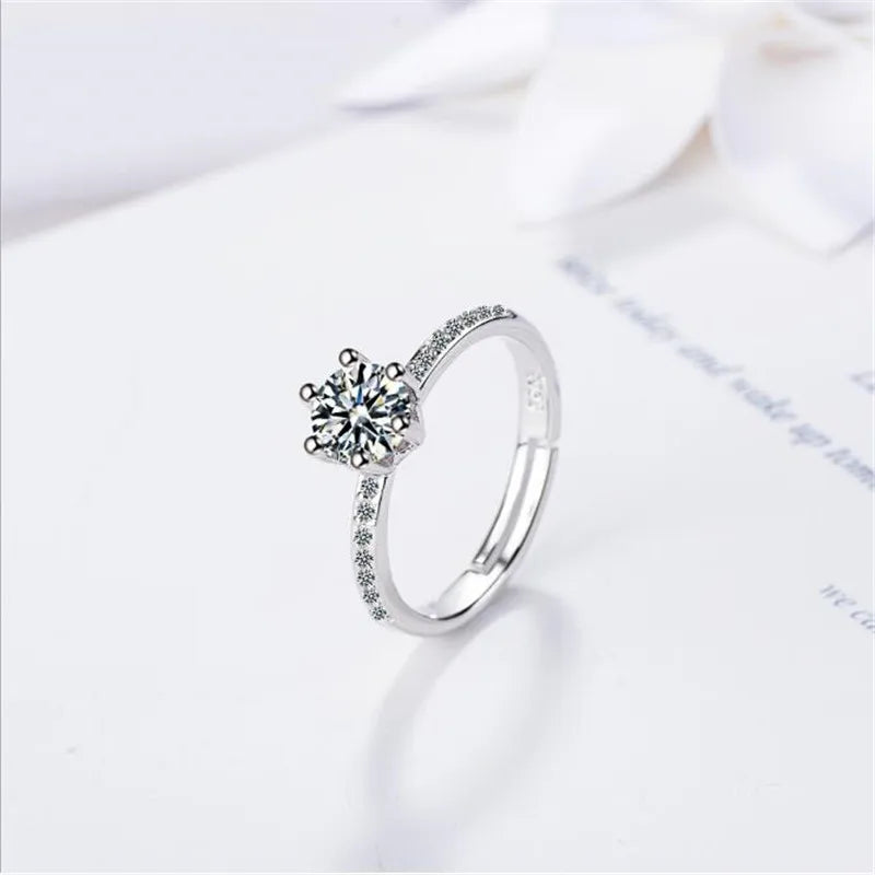 2019 Classic Luxury Real Solid 925 Sterling Silver Ring 3ct Hearts Arrows Zirconia Wedding Jewelry Rings Engagement For Women