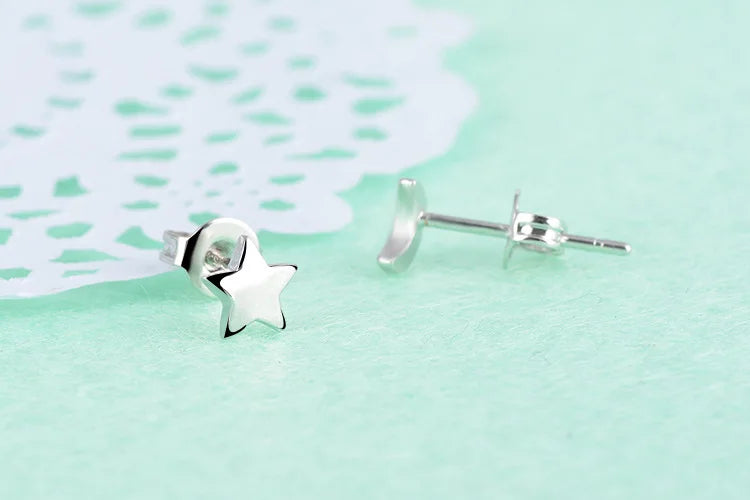 925 silver needle Simple Cut Earrings Moon Star Asymmetrical Small Stud Earrings For Women Jewelry Wholesale S-e148