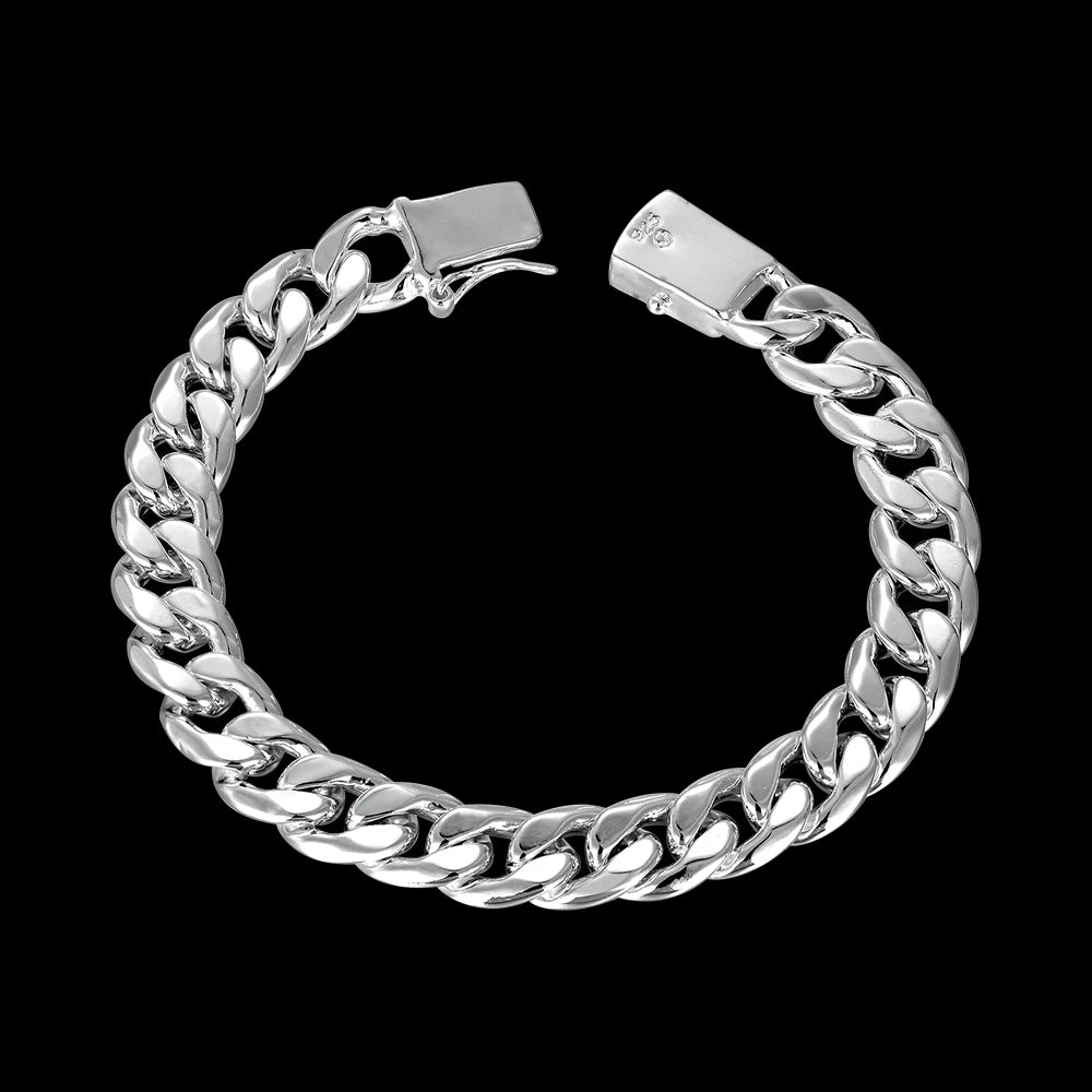 Lekani Men's Fine Jewelry 10mm Width 8'' 21cm Bracelet 925 stamp silver color Twisty Round Chains Cuff Bangles Bracelets