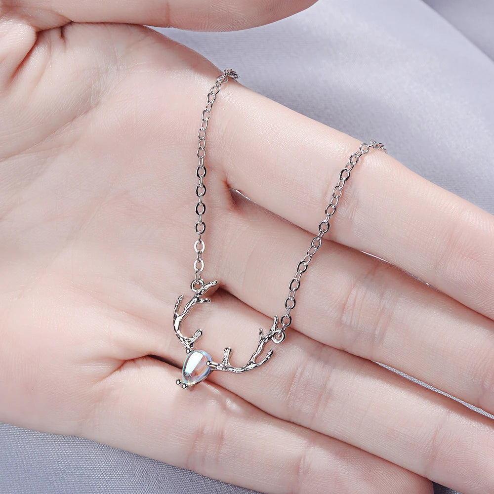 New Fashion Colorful Moonstone Cute Animal 925 Sterling Silver Jewelry Temperament Elk Deer Exquisite Crystal Bracelets Sb118