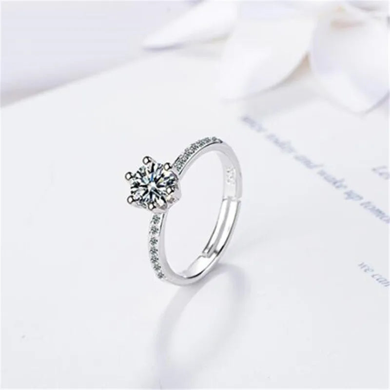 2019 Classic Luxury Real Solid 925 Sterling Silver Ring 3ct Hearts Arrows Zirconia Wedding Jewelry Rings Engagement For Women