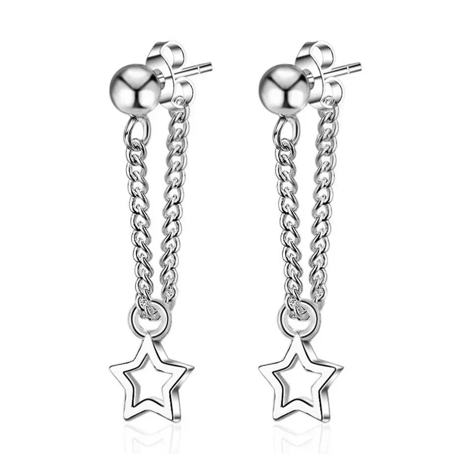 925 silver needle Stud Earrings Pendientes 3 Star Tassel Earrings For Women Oorbellen Boucle D'oreille Femme S-e316