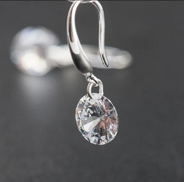 2019 Fashion Jewelry 925 Silver Earrings Female Crystal  New Woman Name Earrings Twins Micro Set