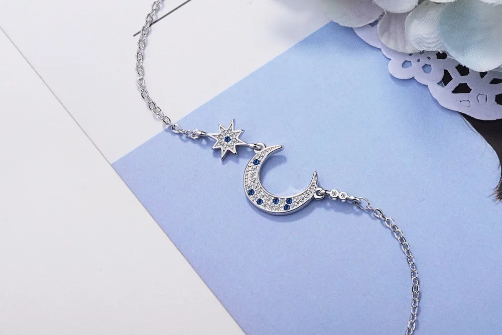 Hot Star Moon Style Women Bracelet Charm 925 Sterling Silver Bangle New Fashion Armband Accessory Ts Bride Wedding