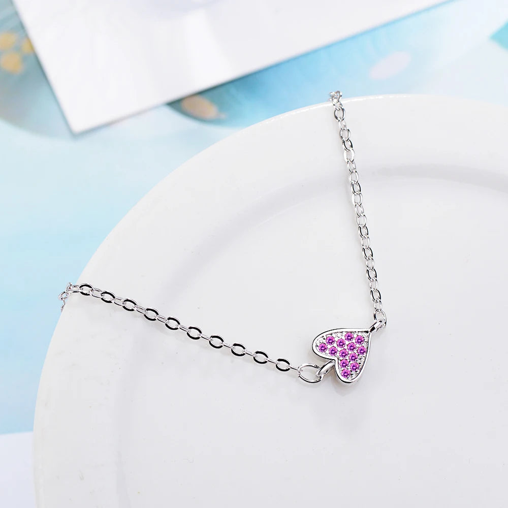 100% 925 Sterling Silver Fashion Women's Jewelry Micro Pave Setting Cubic Zirconia Heart Bracelet For Gift Lady Drop Shipping