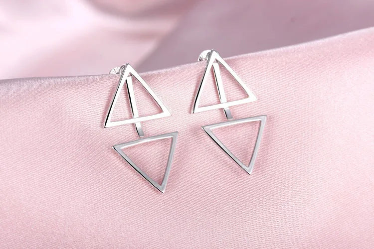 925 Sterling Silver Earrings For Women Personality Triangle Stud Earrings Oorbellen Boucle D'oreille Fine Jewelry S-e508