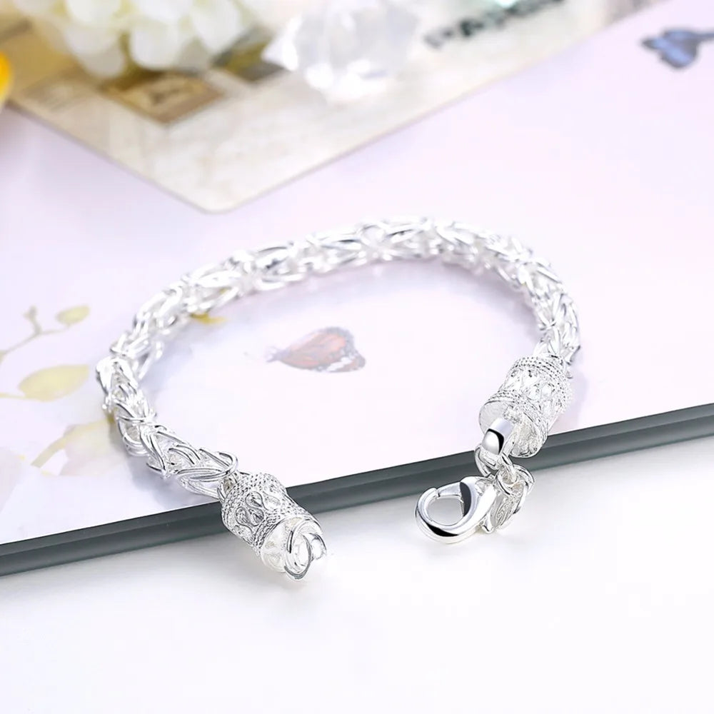 Lekani Men's Fine Jewelry 5mm Dragon Chains 20cm Bracelet 925 stamp silver color Charm Dragon Bracelets Pulseras Male Gift