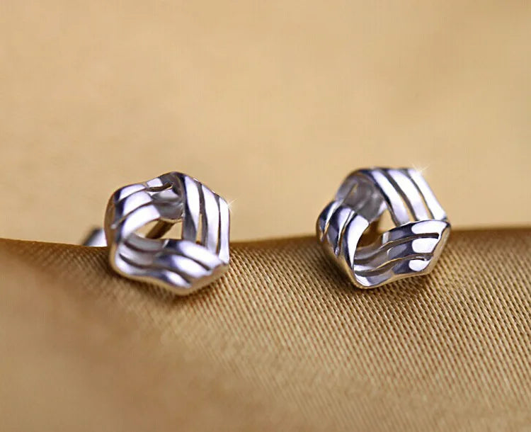 Wholesale Fashion Jewelry Lovely Flow Rhyme Geometric No Allergy Real 925 silver needle Stud Earrings Ys58