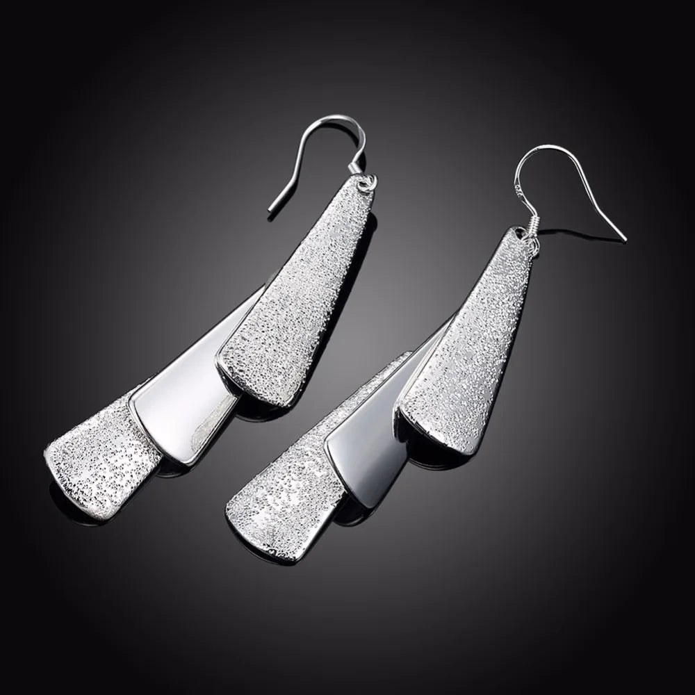 Wholesale Charm 925 stamp silver color Drop Earrings Oorbellen High Quality Fashion Classic Jewelry Nickle Free Antiallergic