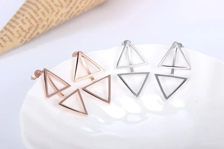 925 Sterling Silver Earrings For Women Personality Triangle Stud Earrings Oorbellen Boucle D'oreille Fine Jewelry S-e508