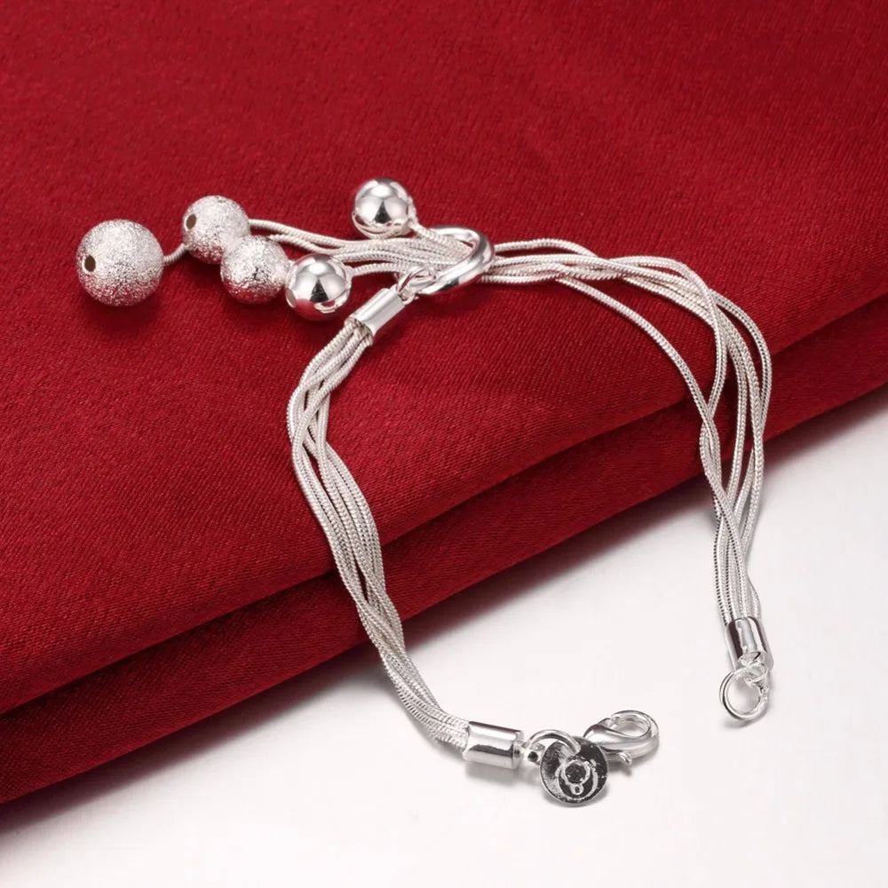 Lekani  Bangle Bracelet Femme 925 stamp silver color Fine Jewelry Five Ball Bracelet Charm Pulseira For Women High-quality