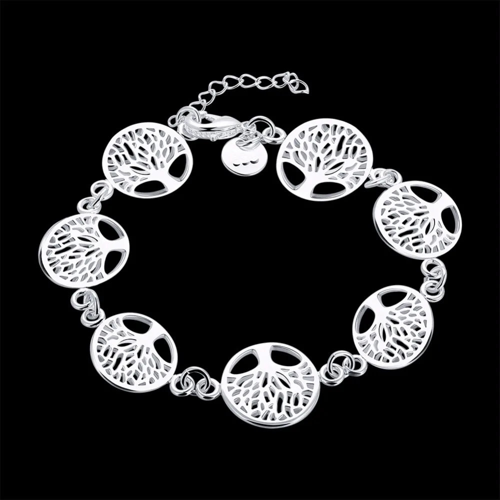 Lekani 925 stamp silver color Tree Of Life Bracelet For Women Personalized Bracelets&bangle Birthday Gift Pulseras Mujer Moda