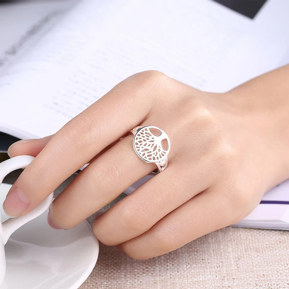 Lekani Tree Of Life Classic Accessories 925 stamp silver color Rings Anel Bague Anillos For Women New Mothers Day Gifts