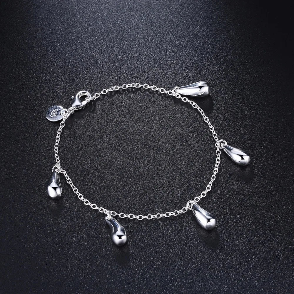 Classic Minimalist Crystal Water Drop Bracelet For Women Wedding Party Charm 925 Sterling Silver Fine Jewelry  Gift