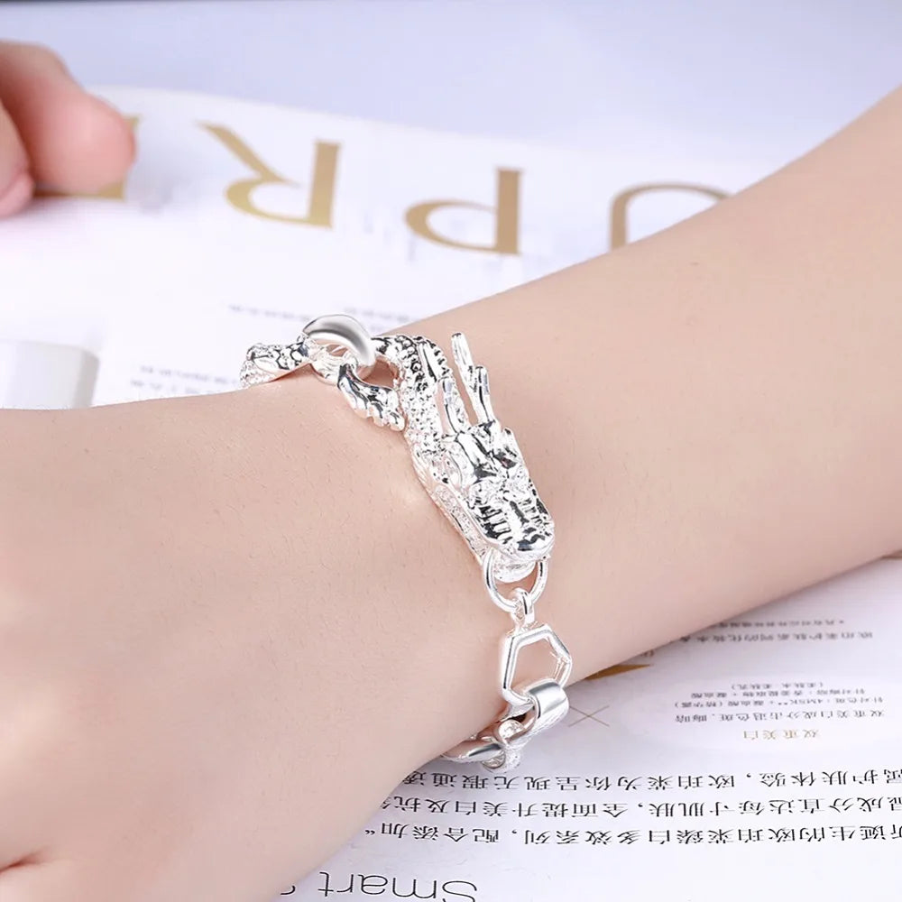 Classic Chinese Dragon Bracelet&bangle For Men 925 stamp silver color Fine Jewelry Wholesale Aaa Quality Bracelet Pulseira Male