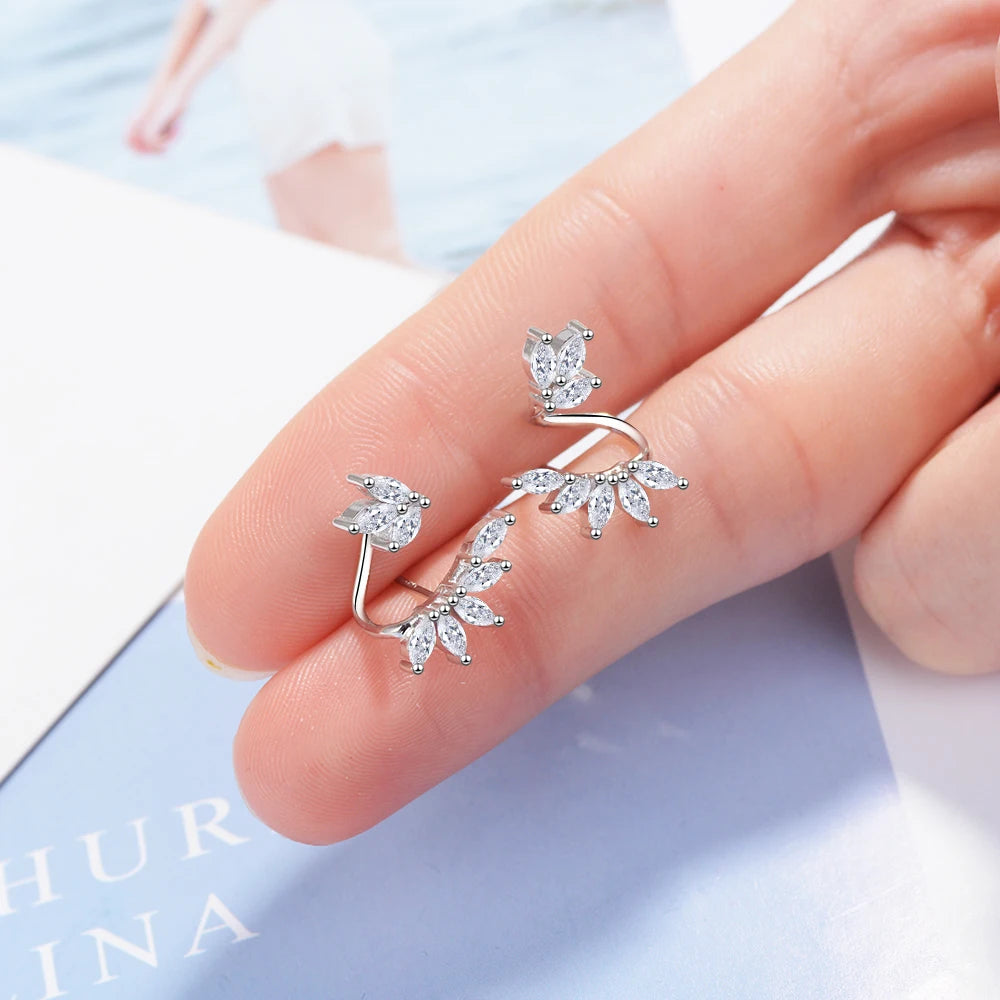 925 Sterling Silver Flower Stud Earrings Luxury Clear Cz Cubic Zirconia Earring For Women Wedding Engagement Fine Jewelry