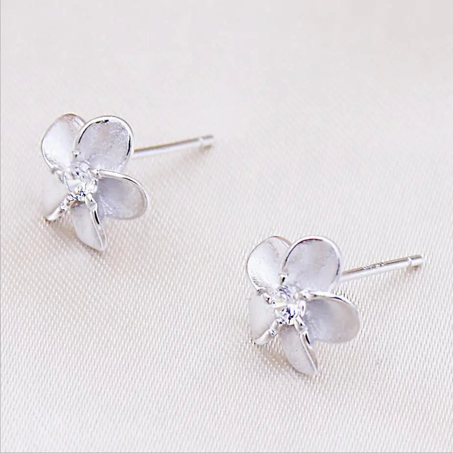 1pair 100% Real 925 silver needle Jewelry Women Fashion Cute Tiny Flower Stud Earrings Gift For Girls Teens Lady Ds197
