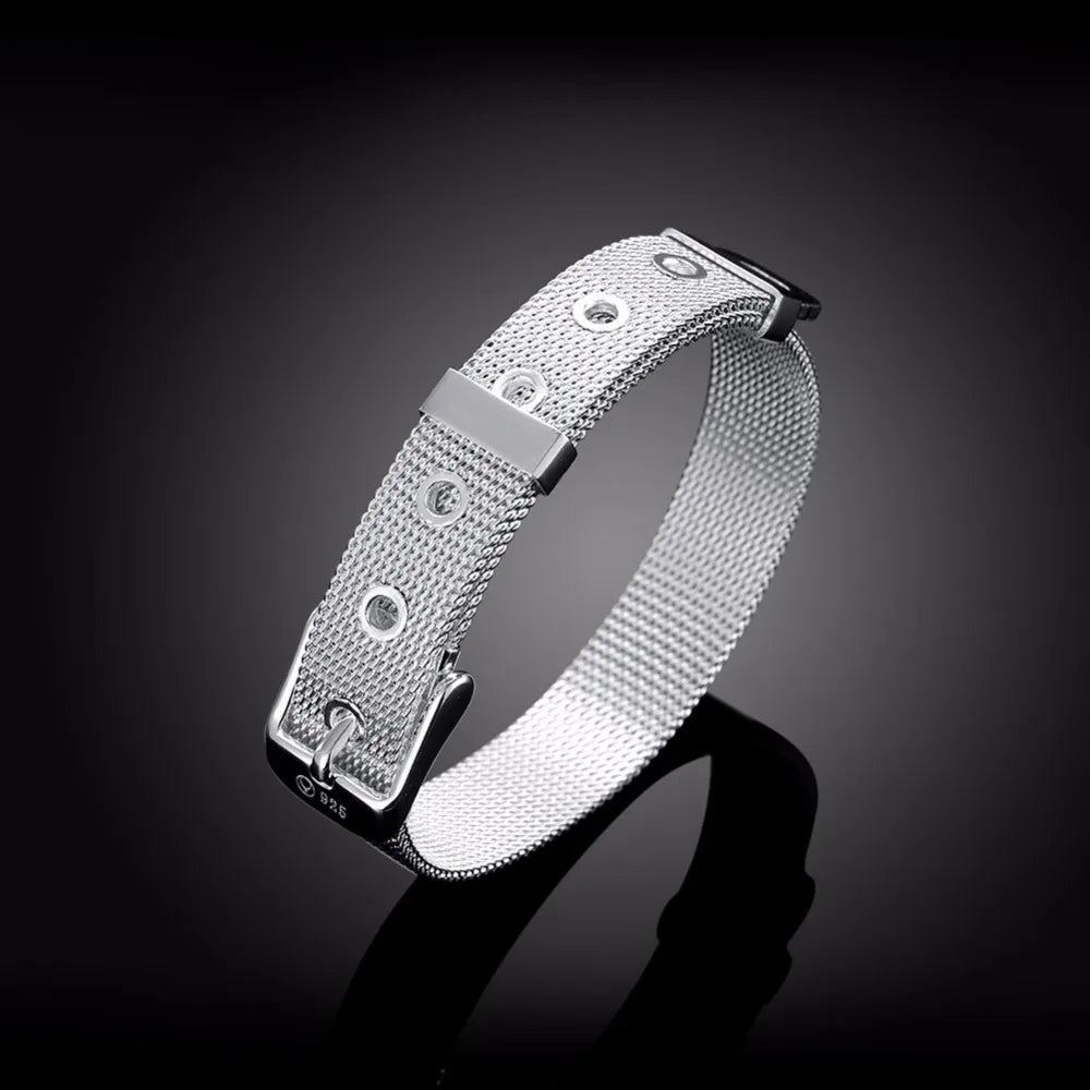 Lekani 14mm Watch Band Men Bracelet  Hot Fashion Bracelet 925 stamp silver color Fine Jewelry Women Wedding Bracelet Pulseira