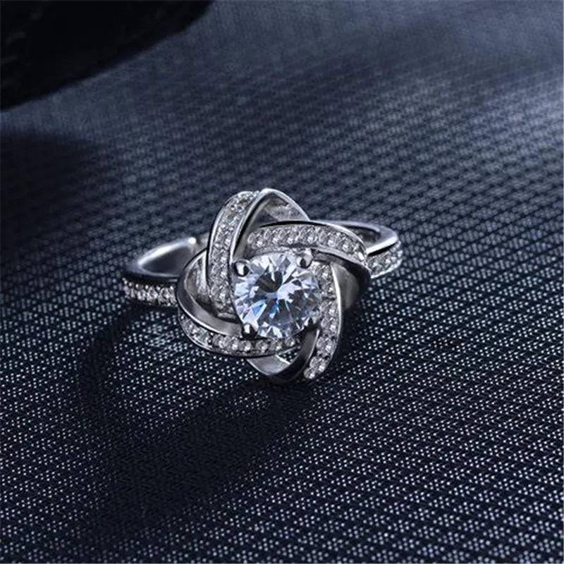 New Arrivals 925 Sterling Silver Crystal Clover Ring Bague Anillos Hot Sale Pure Silver Fine Jewelry For Women