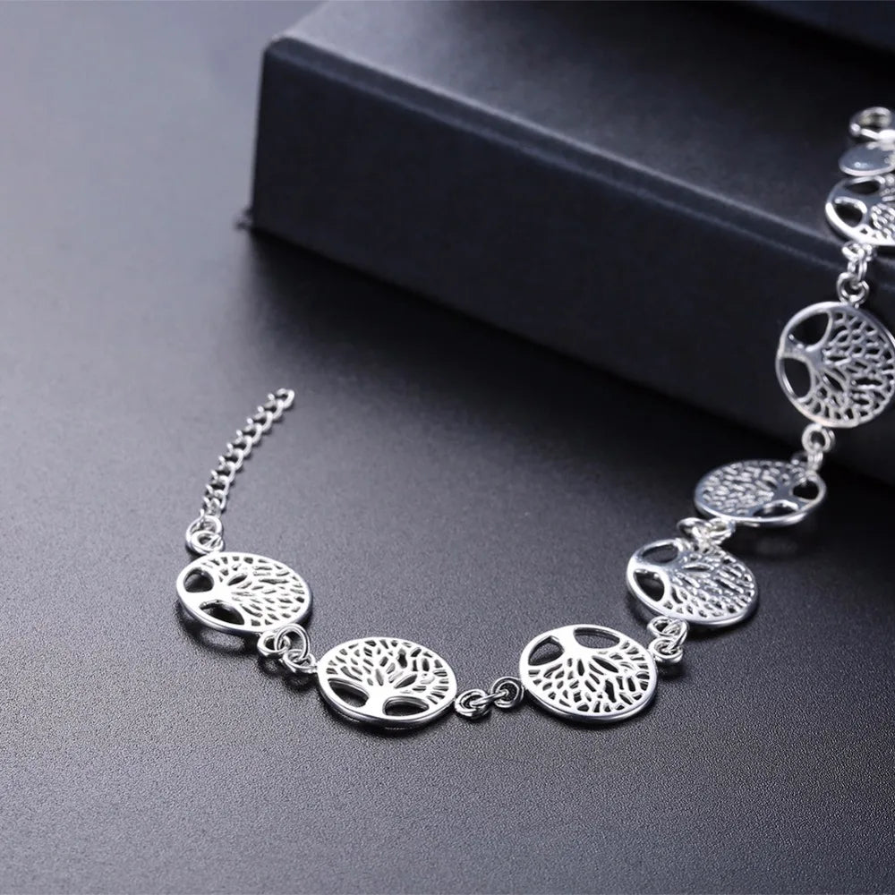 Lekani 925 stamp silver color Tree Of Life Bracelet For Women Personalized Bracelets&bangle Birthday Gift Pulseras Mujer Moda