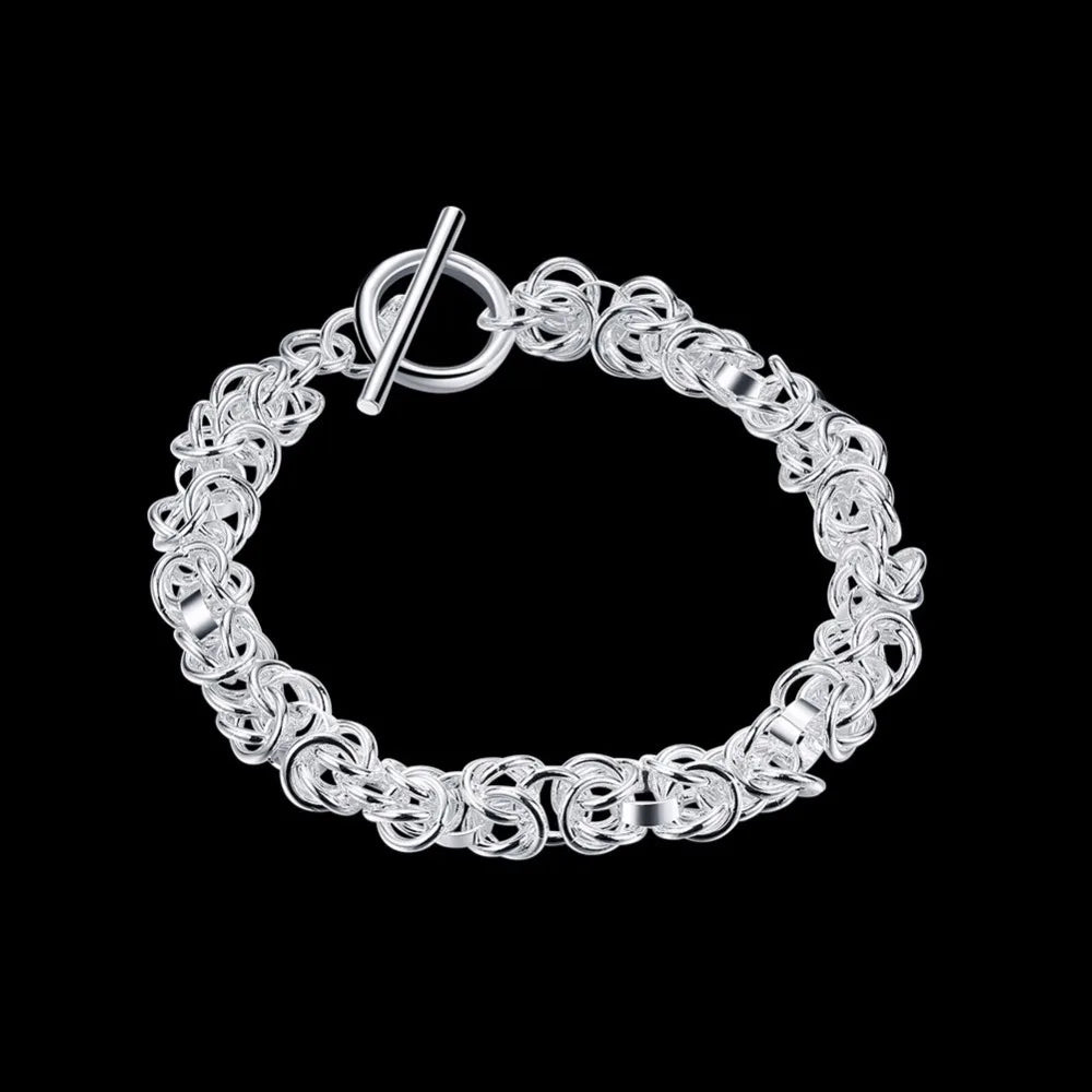 Lekani 6mm Wide 925 stamp silver color 20cm Link Chain Bracelet For Men Fine Jewelry Wholesale Ot Claps Cuff Bracelets Bangles