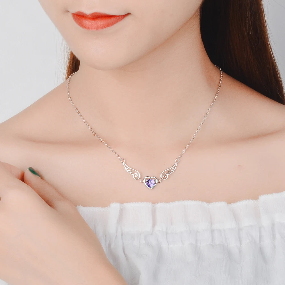 Literary Blue Crystal Water Drop Necklace 925 Sterling Silver Clavicle Chain Necklace For Women Girl S-n292