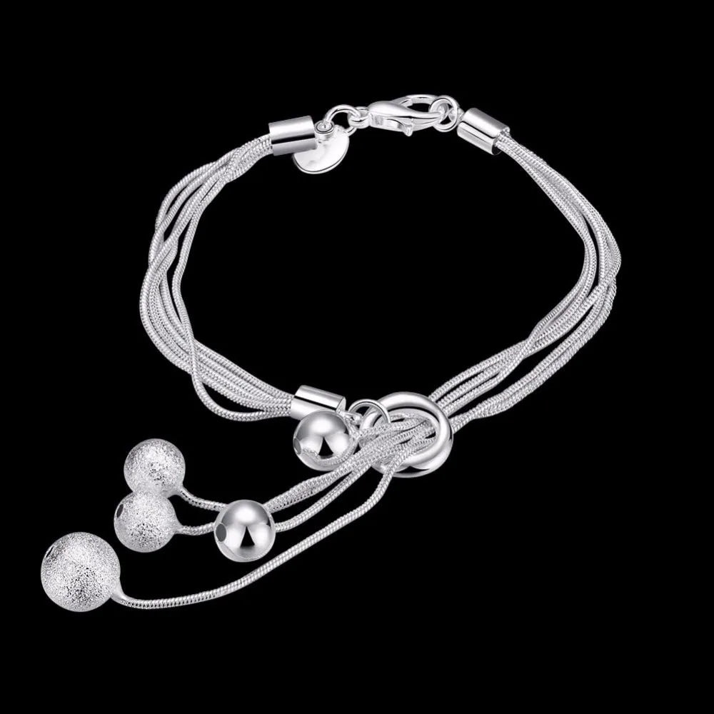 Lekani  Bangle Bracelet Femme 925 stamp silver color Fine Jewelry Five Ball Bracelet Charm Pulseira For Women High-quality