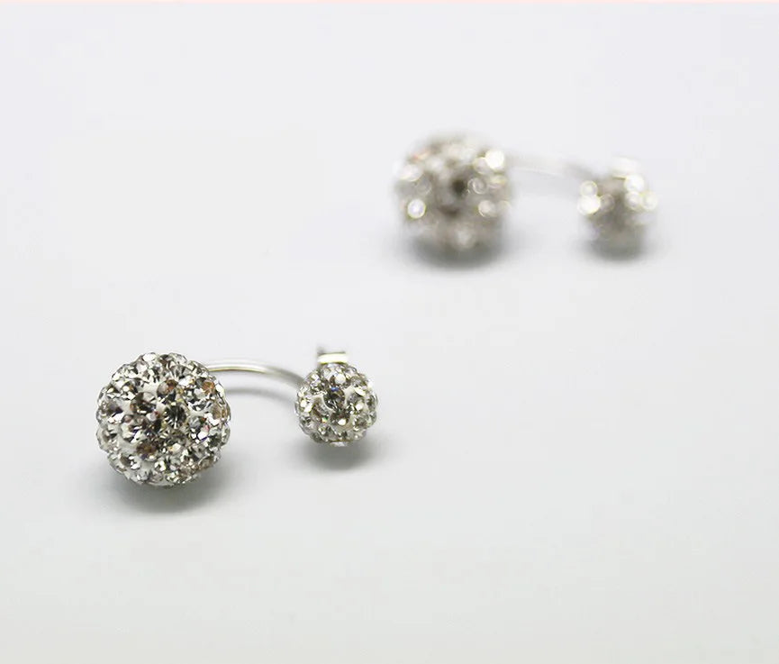 Women 's Luxury Rhinestone Crystal Ball Stud Earrings Fashion 925 Silver Jewelry Temperament Princess Stud Earrings 2019 New