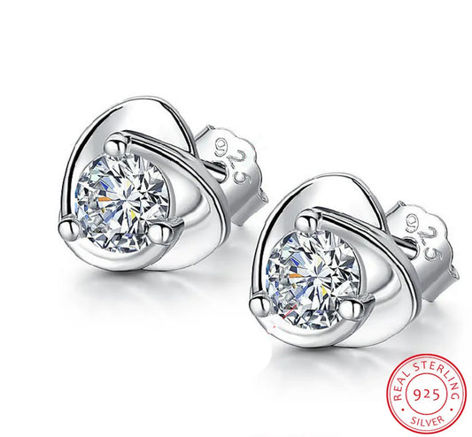 Tender Love 925 Sterling Silver Earrings For Women Jewelry Dazzling Cz Heart Stud Earrings Pendientes Oorbellen S-e477