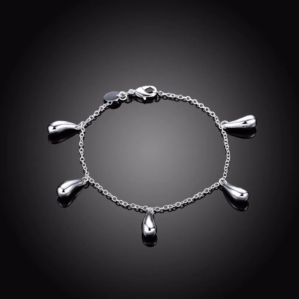 Classic Minimalist Crystal Water Drop Bracelet For Women Wedding Party Charm 925 Sterling Silver Fine Jewelry  Gift