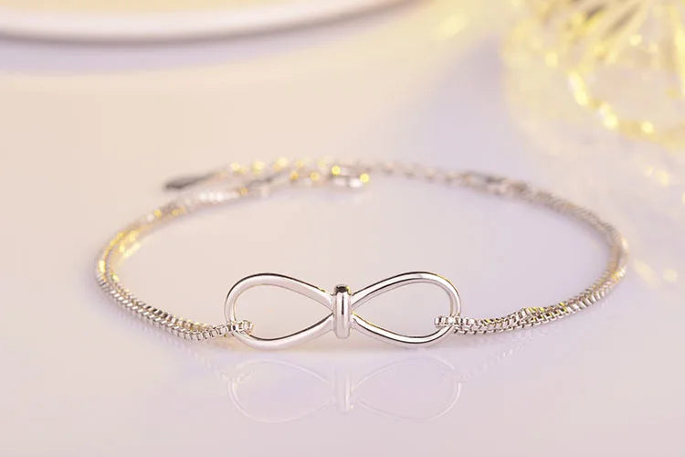 Design 925 Sterling Silver 8 Infinity Heart Love Charm Bracelets & Bangles For Women Hand Jewelry Accessories Girl Lover