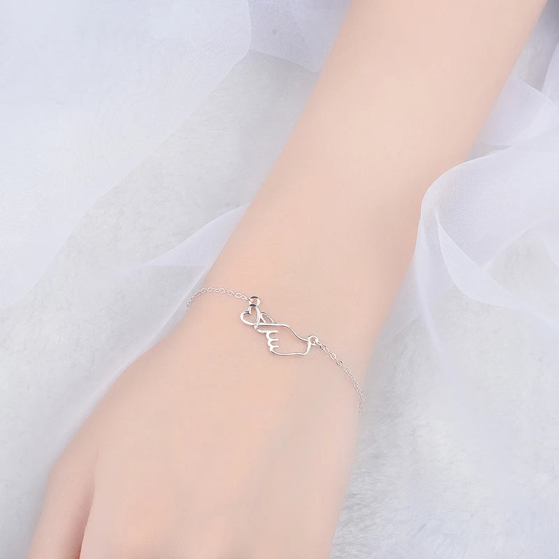 Fashion Brand Real 925 Sterling Silver Hand Bracelets For Women Gifts Girl Heart Bracelets New Designer Wedding Jewelry