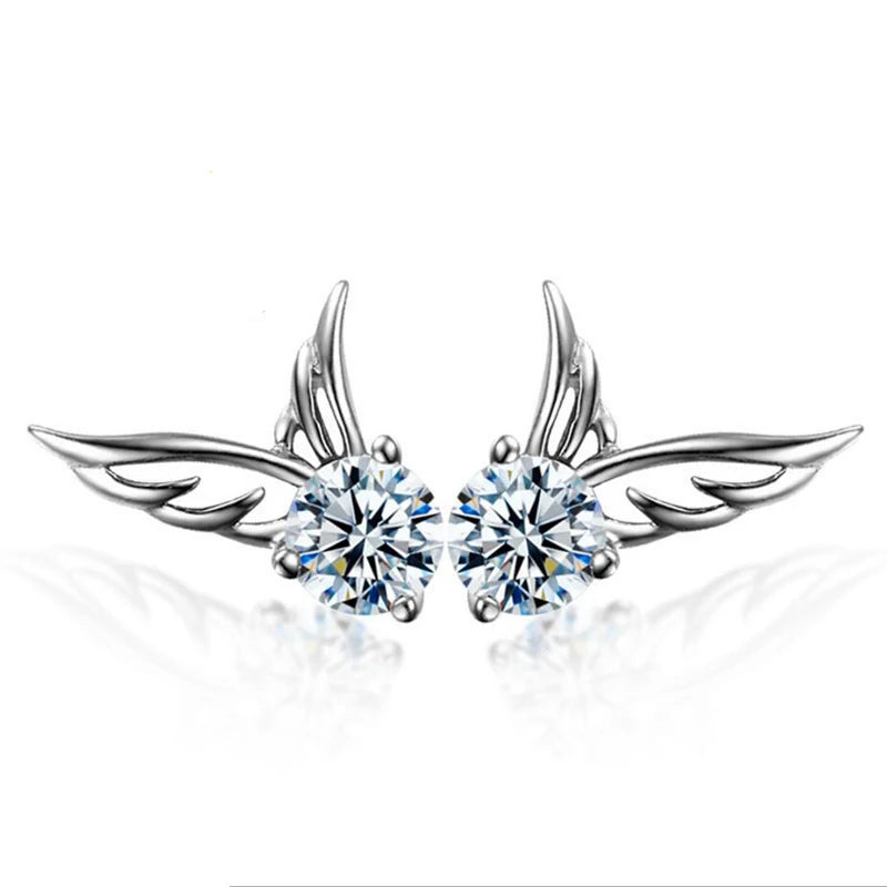Wholesale Fashion Jewelry Wings An Angel Aaa Zircon Drill Real 925 silver needle Stud Earrings Ys52
