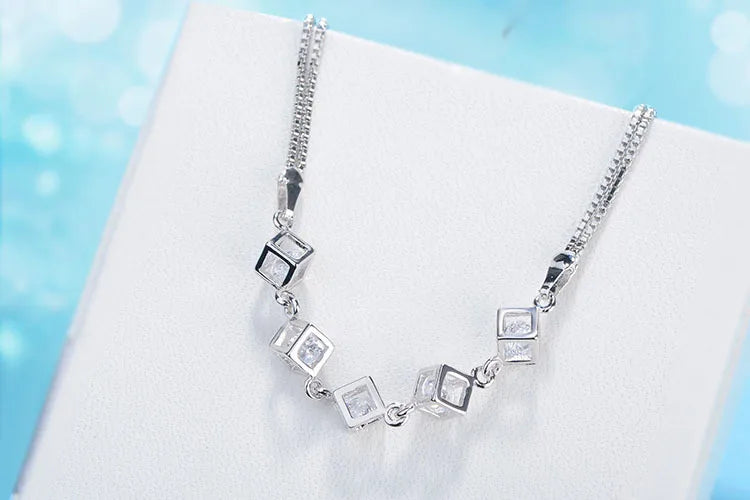 925 Sterling Silver Cube Box Bracelets & Bangles New Fashion Bracelet For Women Sterling-silver-jewelry