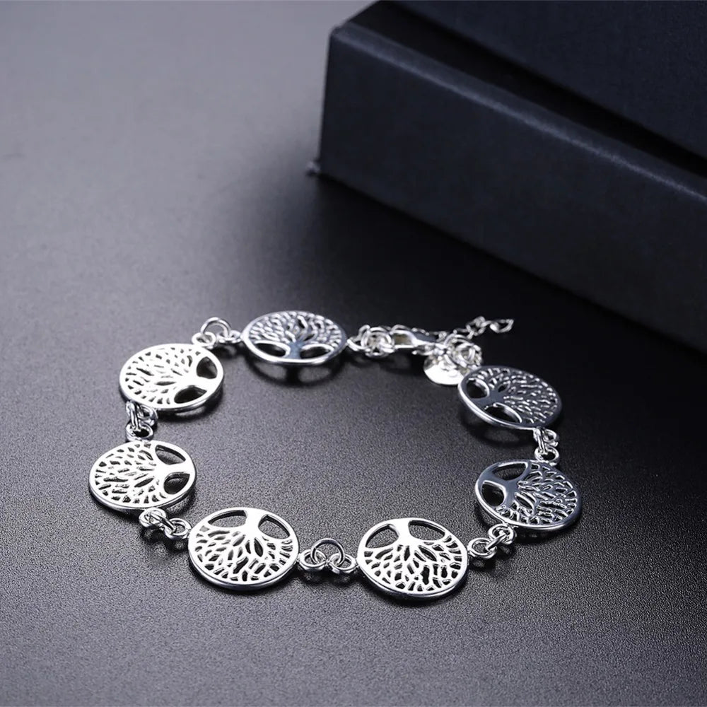 Lekani 925 stamp silver color Tree Of Life Bracelet For Women Personalized Bracelets&bangle Birthday Gift Pulseras Mujer Moda