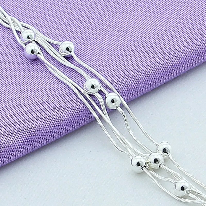 Free Shipping Silver Jewelry 925 Silver Bracelets Beads Bracelet Silver Chain Bracelets Jewelry For Women Gift