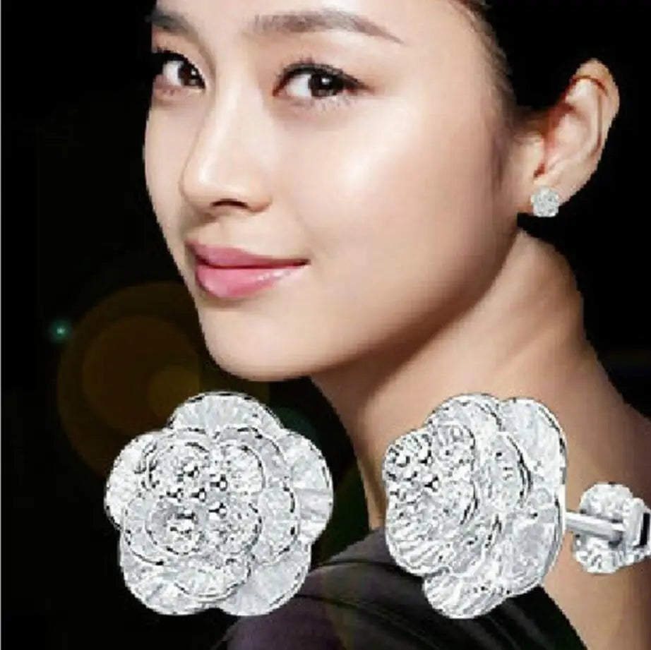 Wholesale Fine Jewelry The Love Of Romantic And Elegant Cherry Blossoms 925 silver needle Stud Earrings Ys26