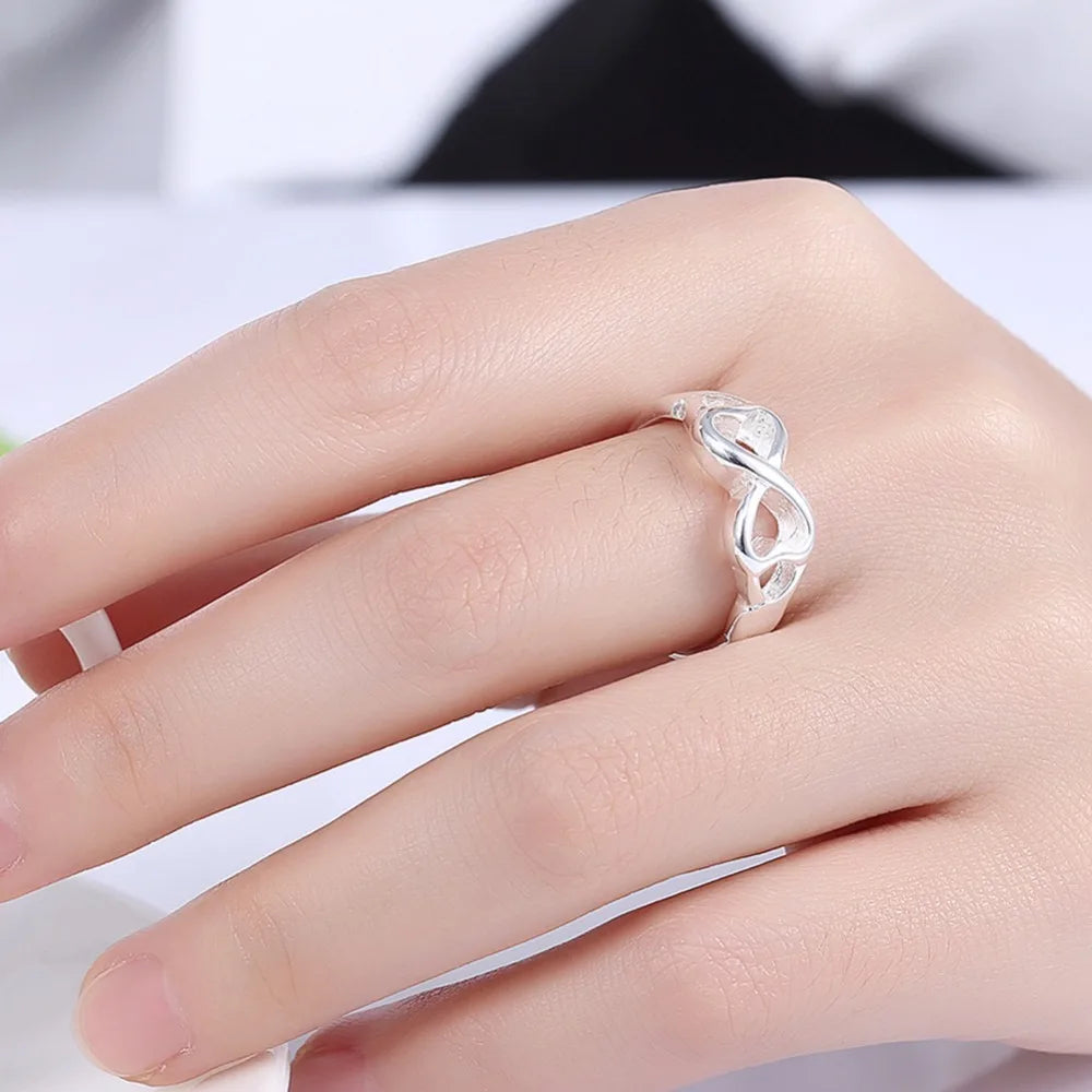 Lekani  Fashion Infinite Love Jewelry Solid 925 stamp silver color Ring With Clear Cubic Zirconia Classic Wedding Women