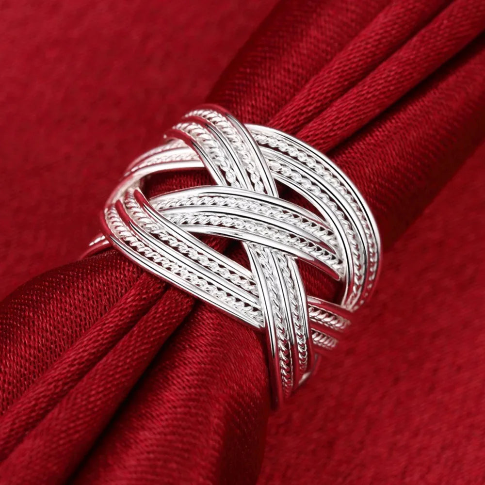 High-quality 925 stamp silver color Rings Female Double Cross Cz Crystal Infinity Ring Bague Argent 925 Femme Anillos Mujer