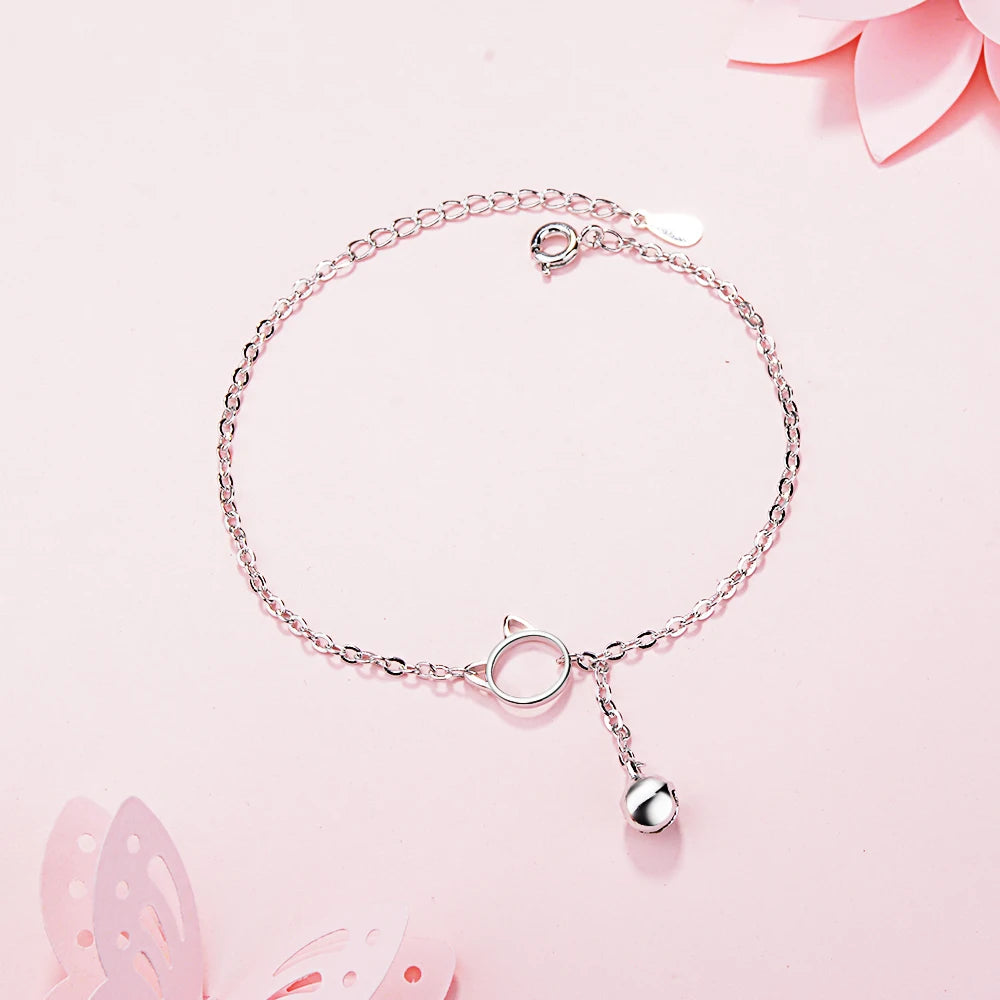 New Arrival Tassel Hollow Cat Bell Bracelets & Bangle Fashion Hypoallergenic Bracelet For Women 925 Sterling-silver-jewelry