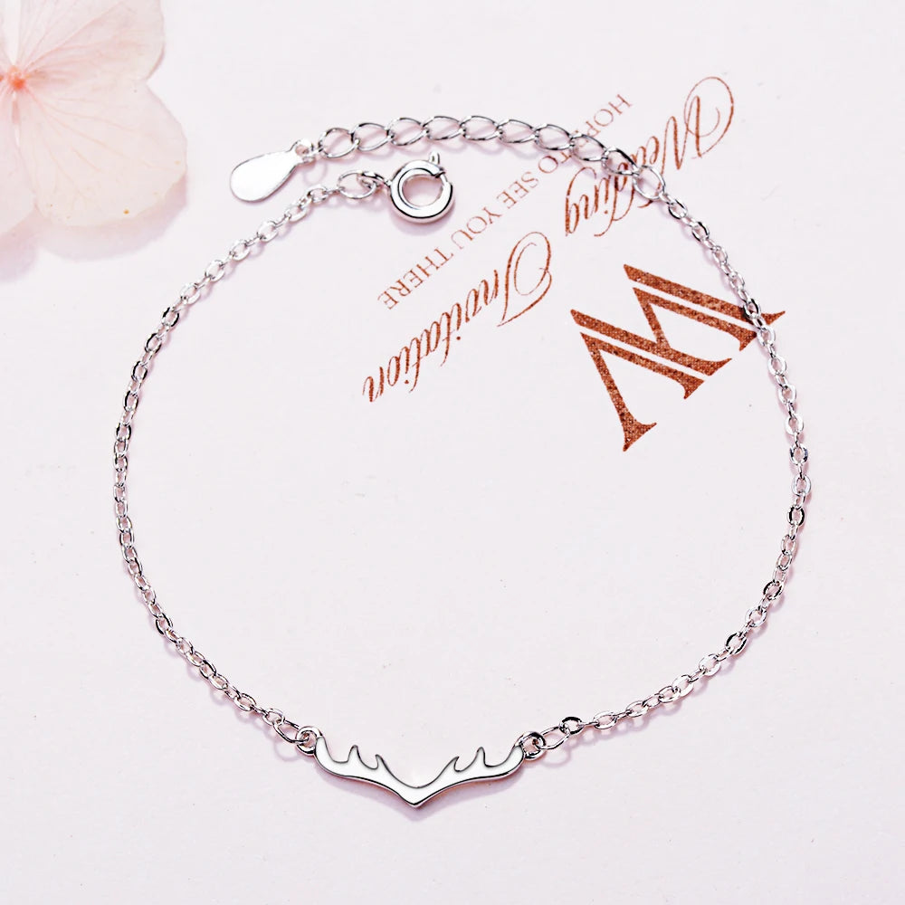 Fashion Brand Real 925 Sterling Silver Antlers Bracelets For Women Gifts Girl Bracelets New Designer Wedding Jewelry