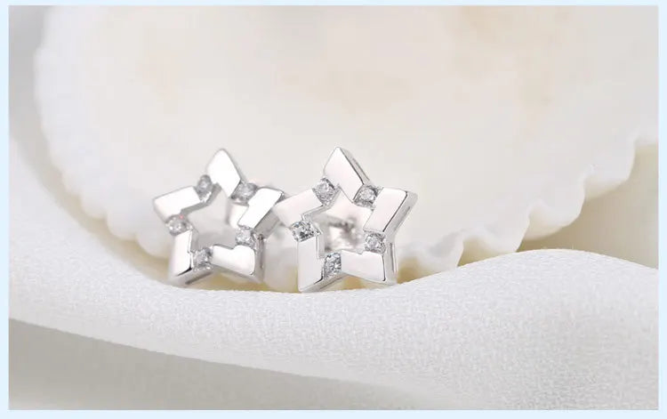 925 silver needle Stars Charm Aaa Cubic Zirconia Fashion Simple Stud Earrings For Women Delicate Minimalist Cute Jewelry