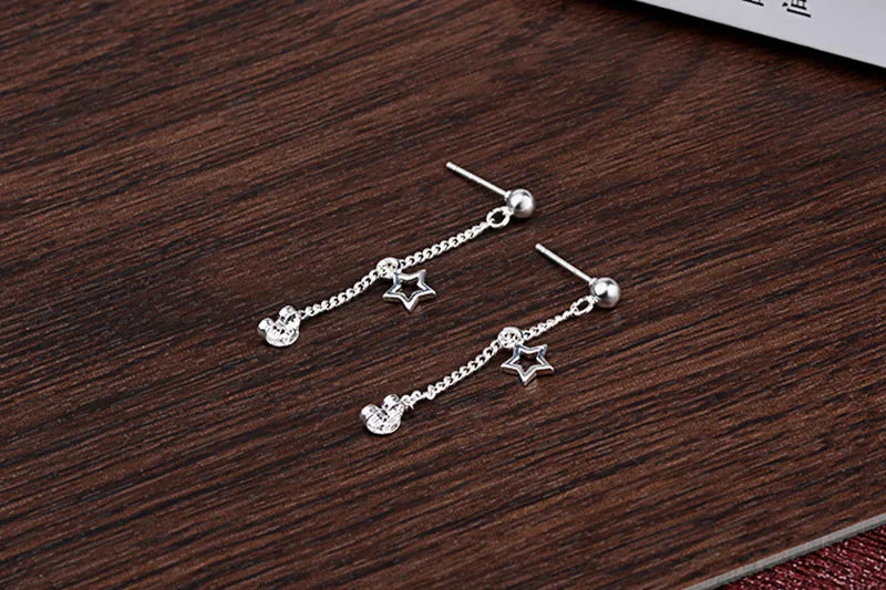 925 silver needle Stud Earrings Pendientes 3 Star Tassel Earrings For Women Oorbellen Boucle D'oreille Femme S-e316