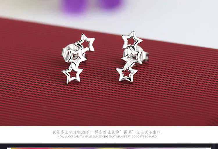 925 silver needle Hollow Star Zirconia Stud Earrings Simple Fine Jewelry For Women Boucle D'oreille S-e151