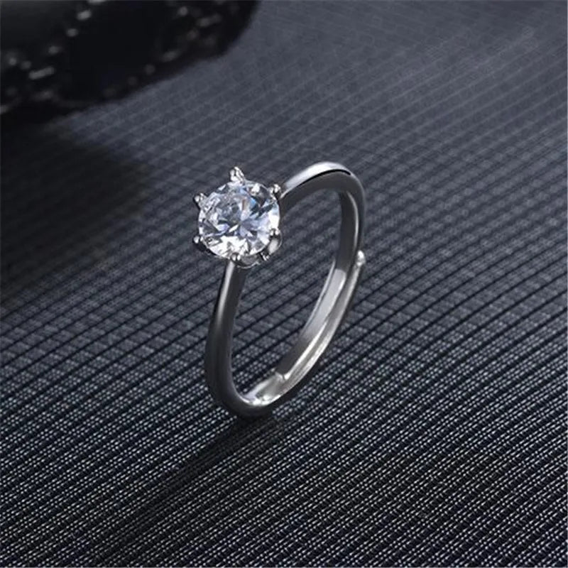 2019 925 Sterling Silver Ring 3ct Clear Six Claw Cubic Zirconia Fashion Wedding Engagement Classic Jewelry For Women