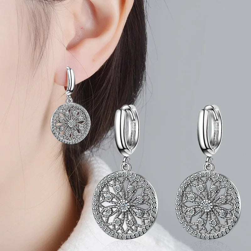 Original Creative Real 925 Sterling Silver Dreamcatcher Round Stud Earrings For Women Fashion Silver 925 Jewelry Gift E630