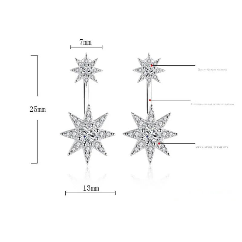 Newest Fashion 925 silver needle Sparkling Crystal Zirconia Starlight Piercing Stud Earrings For Women brincos S-E216