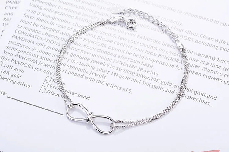 925 Sterling Silver Bracelets for Women Infinity Bracelet with Cubic Zirconia 8 Shape Chain Bracelet Jewelry Gift